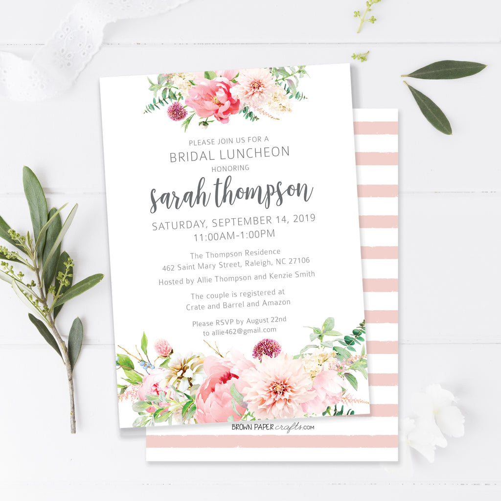 Floral Bridal Luncheon Invitation – Brown Paper Crafts