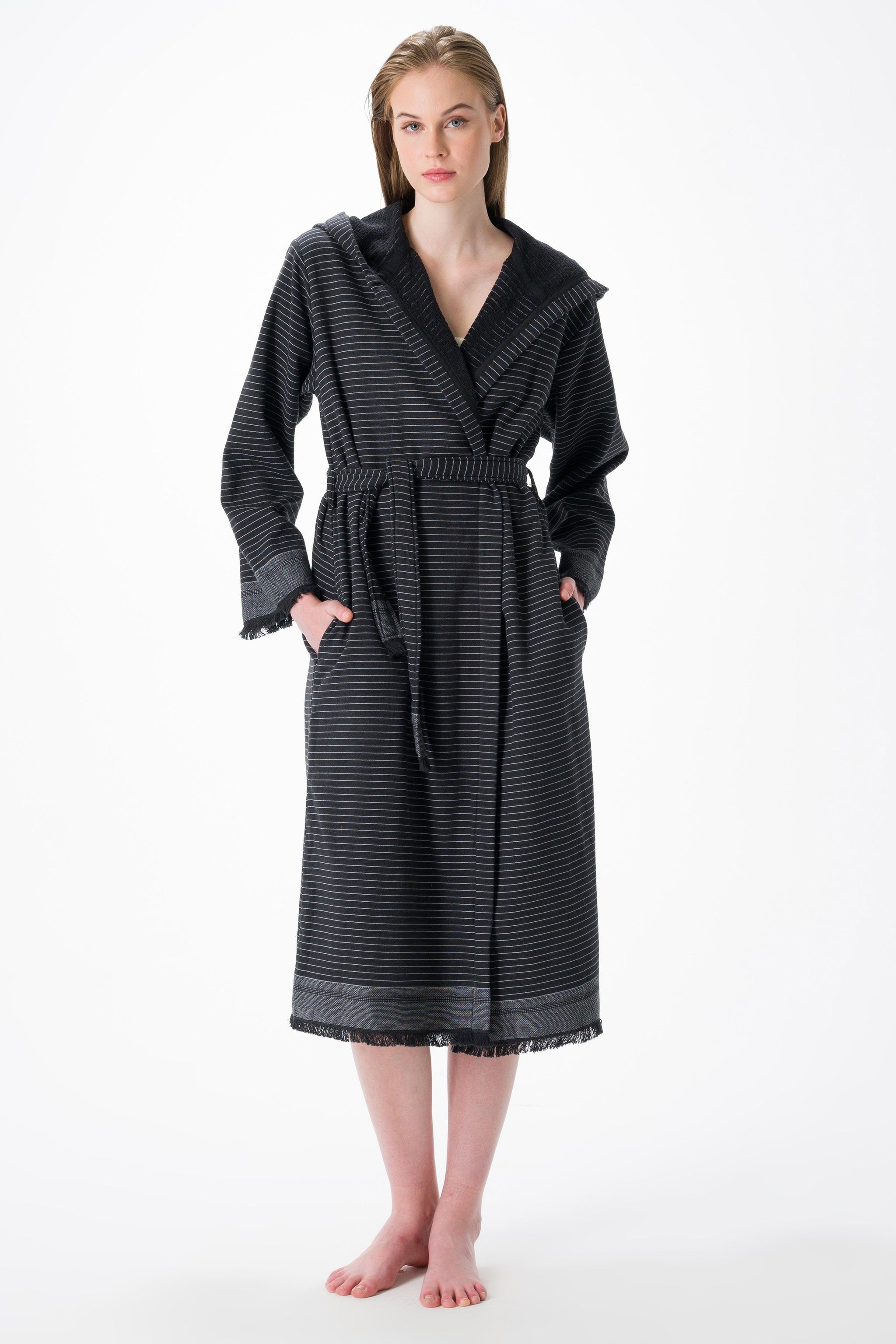 Bliss Turkish Towel Robe - Olive and Linen