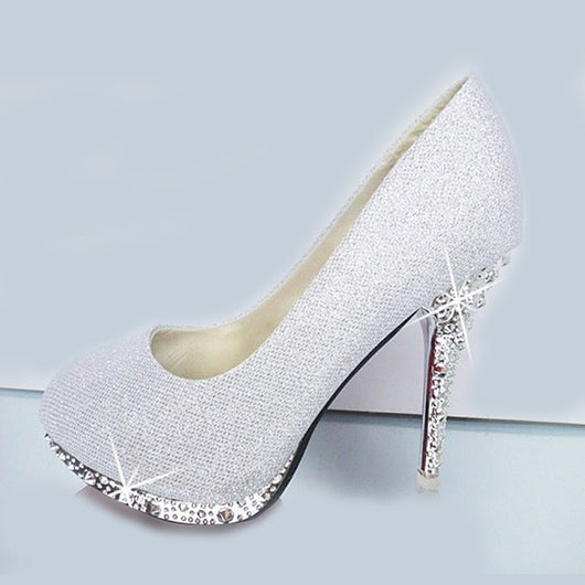 white wedding heels