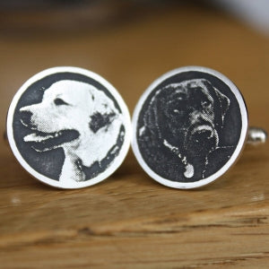 silver dog cufflinks