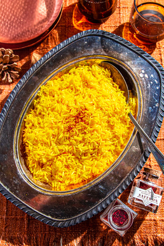 easy saffron rice recipe, saffron recipe, saffron winter recipes, cozy winter recipes, Afghan saffron, what does saffron taste like, holiday recipes, vegetarian winter recipes, Rumi Spice shark tank, spice importer