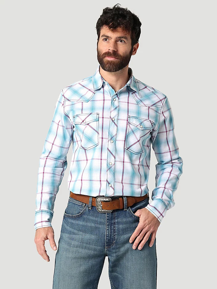 WRANGLER 20X COMPETITION ADVANCED COMFORT SOARING BLUE LONG SLEEVE SHI –  Corral Western Wear