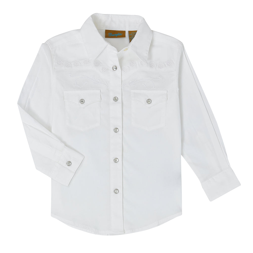 WRANGLER WHITE EMBROIDERED PEARL SNAP SHIRT – Corral Western Wear