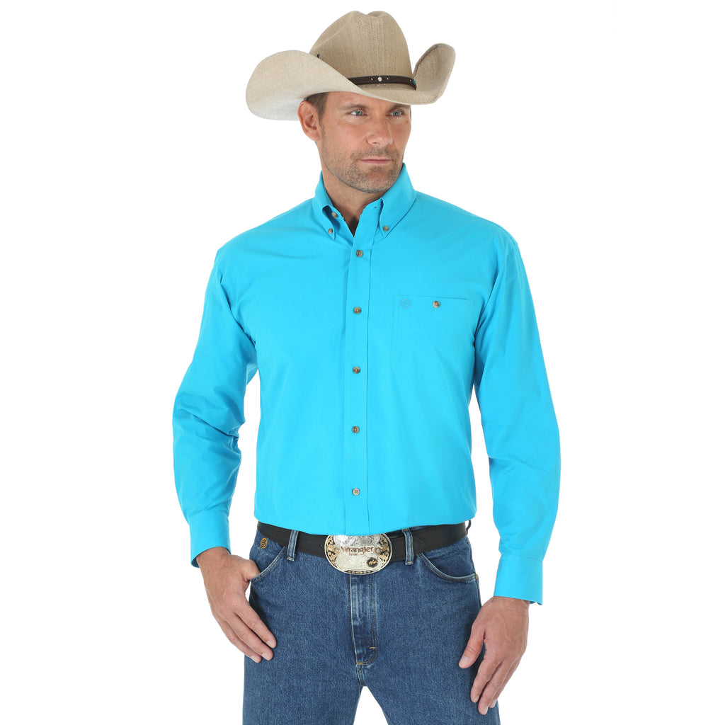 Wrangler George Strait Turquoise Long Sleeve Shirt – Corral Western Wear