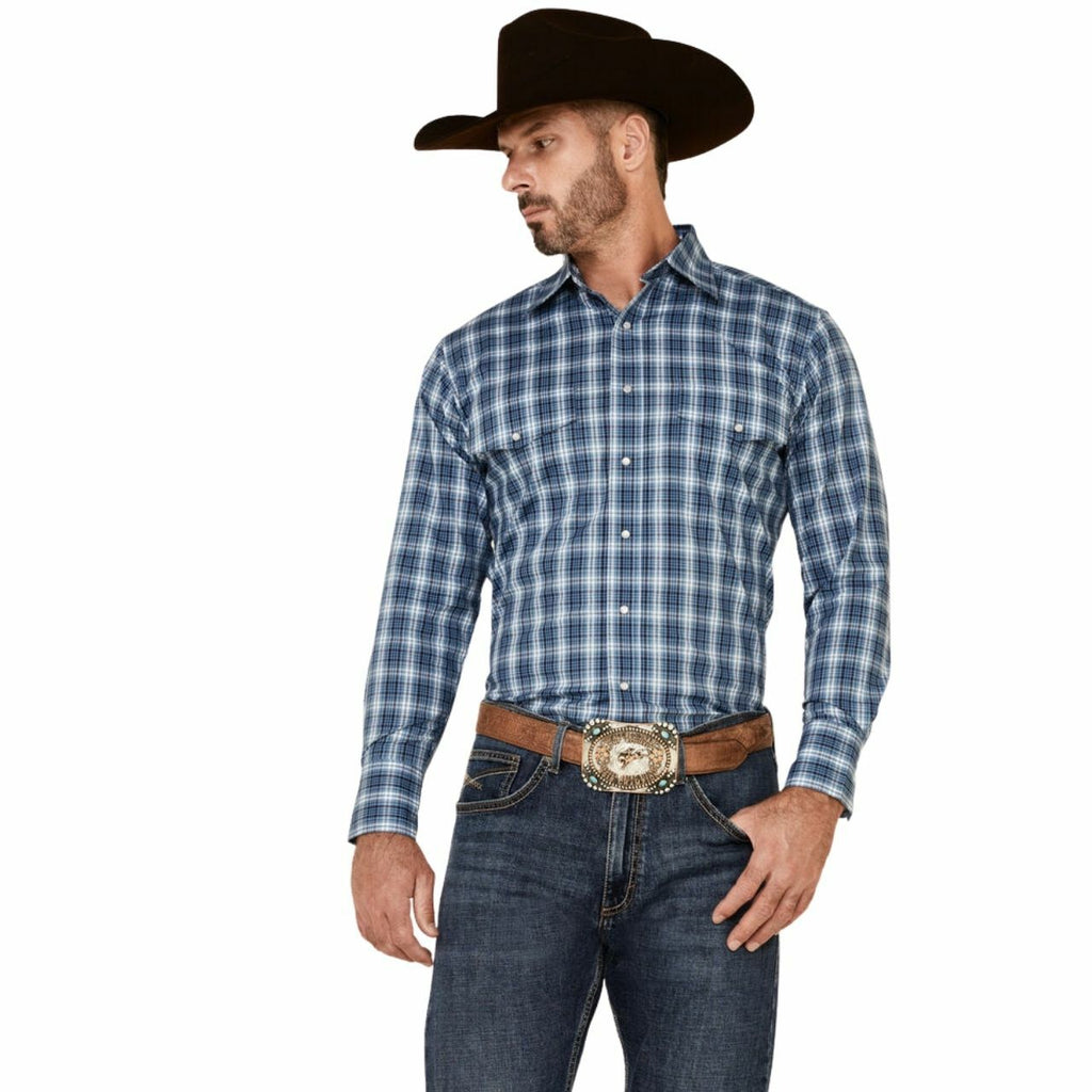Wrangler Dark Blue Wrinkle Resist Long Sleeve Snap Shirt – Corral Western  Wear