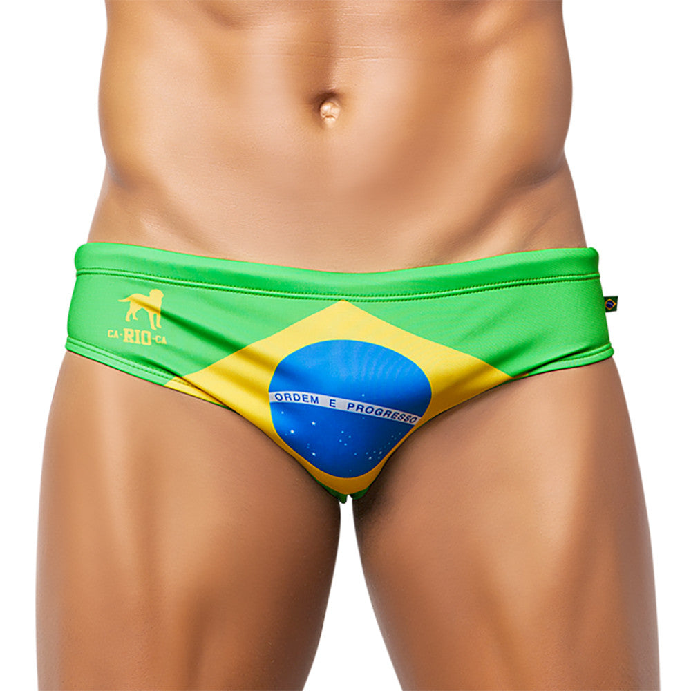 TEAM BRASIL FLAG SUNGA Trajes de baño de para hombres - Su - CA-RIO-CA Sunga Co.