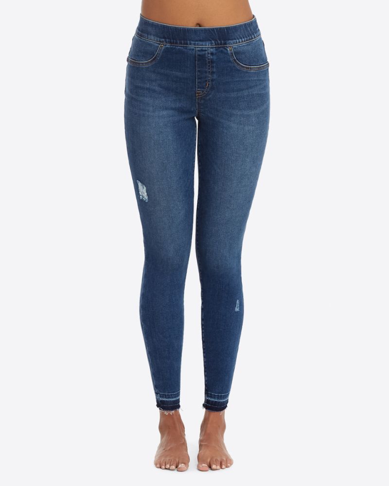 distressed skinny jeans spanx