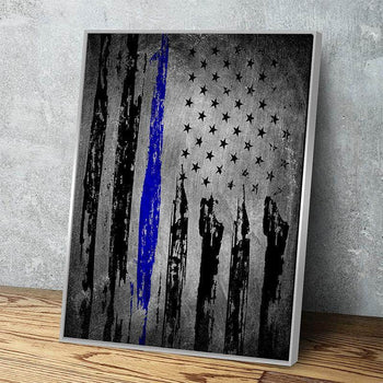 Distressed Thin Blue Line Vertical Wall Art