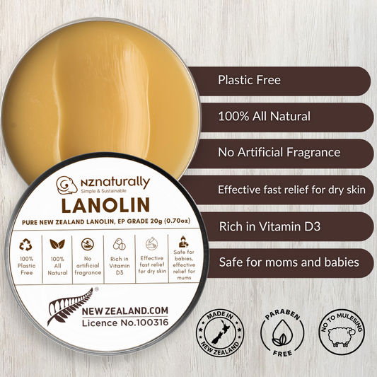 PURE LANOLIN - New Zealand, 500g (anhydrous, adeps lanae, wool wax