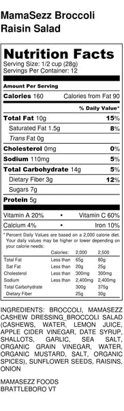 Broccoli Raisin Salad Nutrition Information