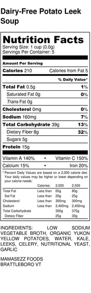 Nutritional information dairy free potato leek soup