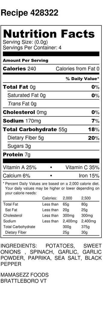 Nutrition Facts - Oil-Free Home Fries