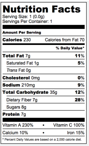 Tahini Maple Quinoa Wrap Nutrition Info