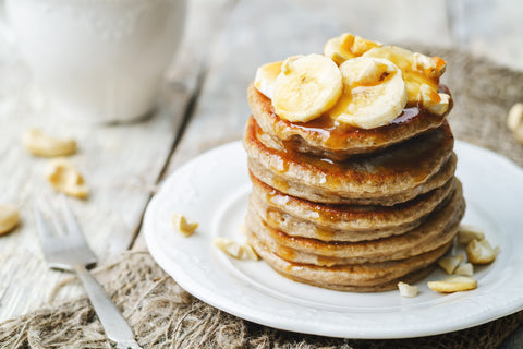 plant based breakfast chewy oatmeal banana pancakes