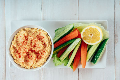 Whole food plant-based lunchbox ideas hummus veggies