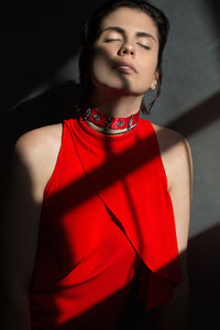 red satin choker