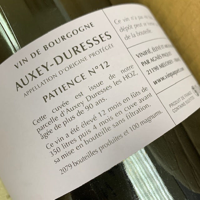 Auxey-Duresses Blanc Patience N°12 2019 Domaine Agnès Paquet 奧茜-杜夏詩村白酒Patience N°12特釀