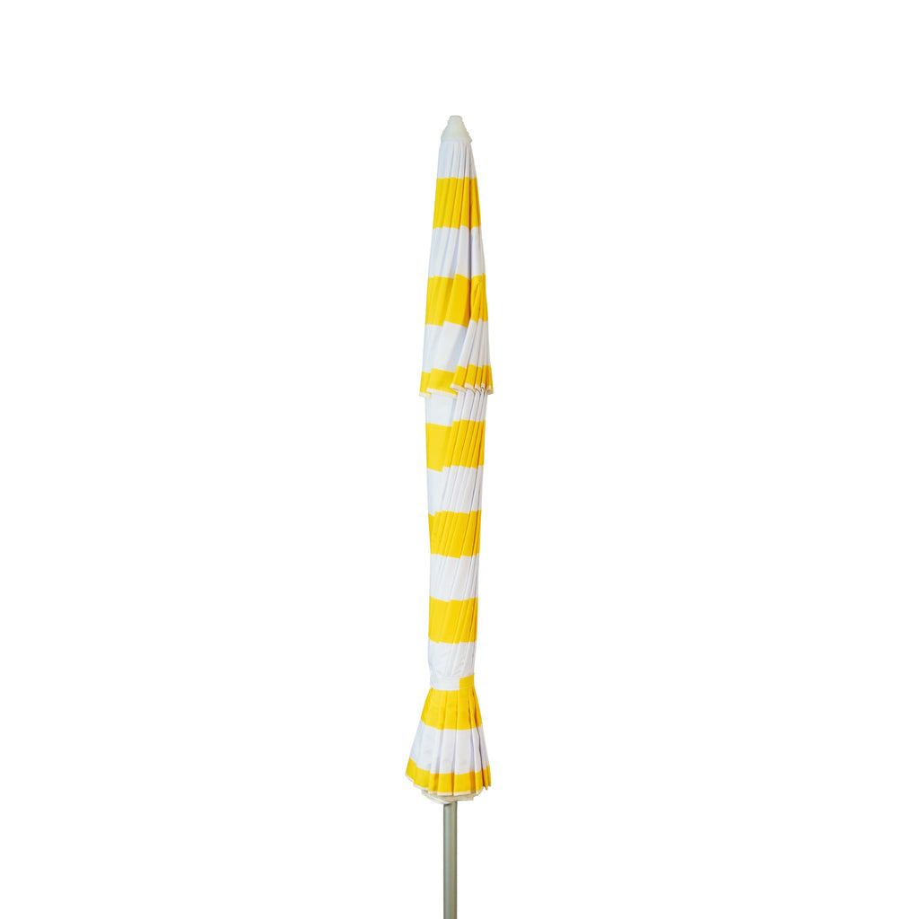 Deluxe 8 ft Yellow and White Stripe Patio & Beach Umbrella with Travel