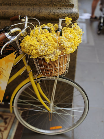 beautiful bike with yellow flowers