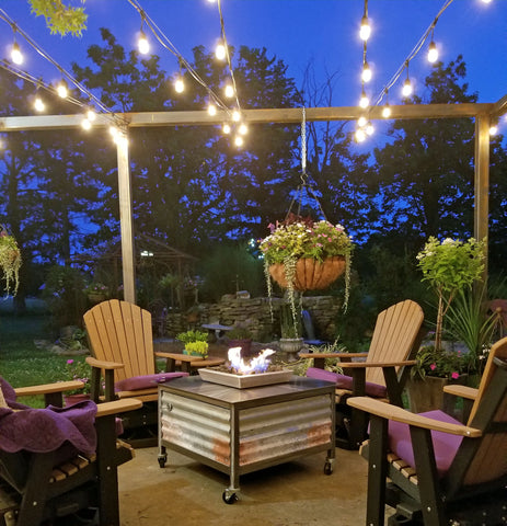 Square Impact Fire Table in the outdoor entertaining area of an El Dorado Kansas residence.
