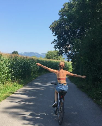 woman riding bike