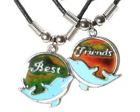 Best Friends BFF Pendant Necklaces, 2pc Set, Glow in The Dark Butterfly Confetti Vials