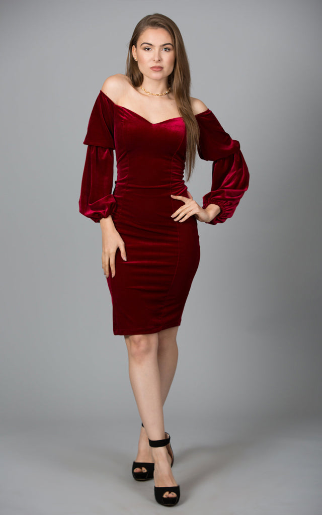 red velvet sweetheart dress
