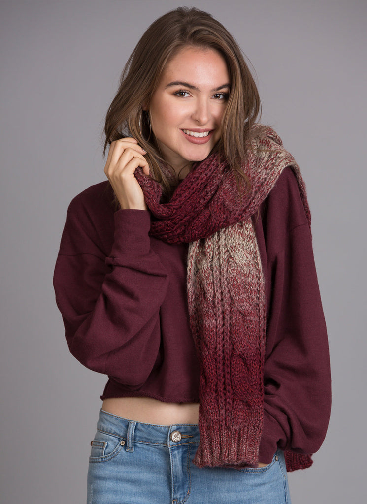 maroon knit scarf