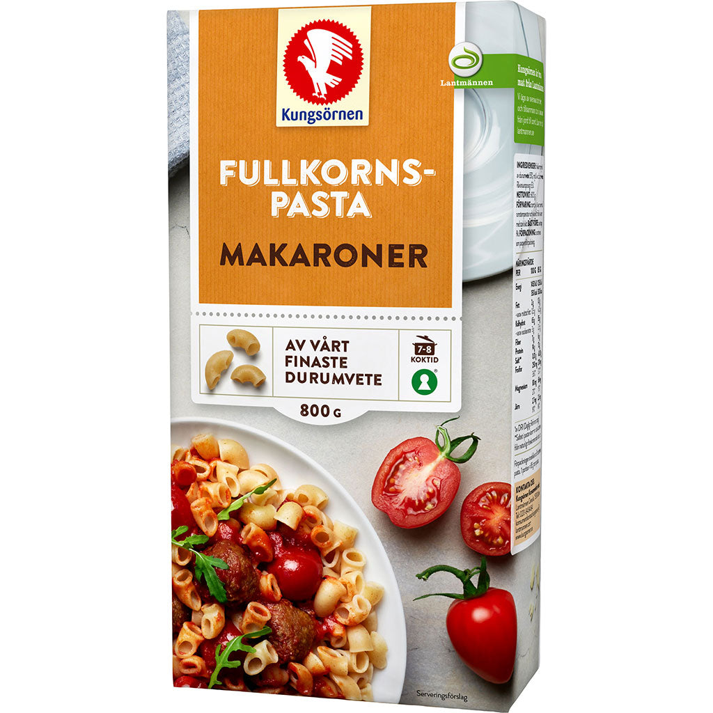 Macaroni whole grain pasta, Kungsörnen – Swedish Grocery Store