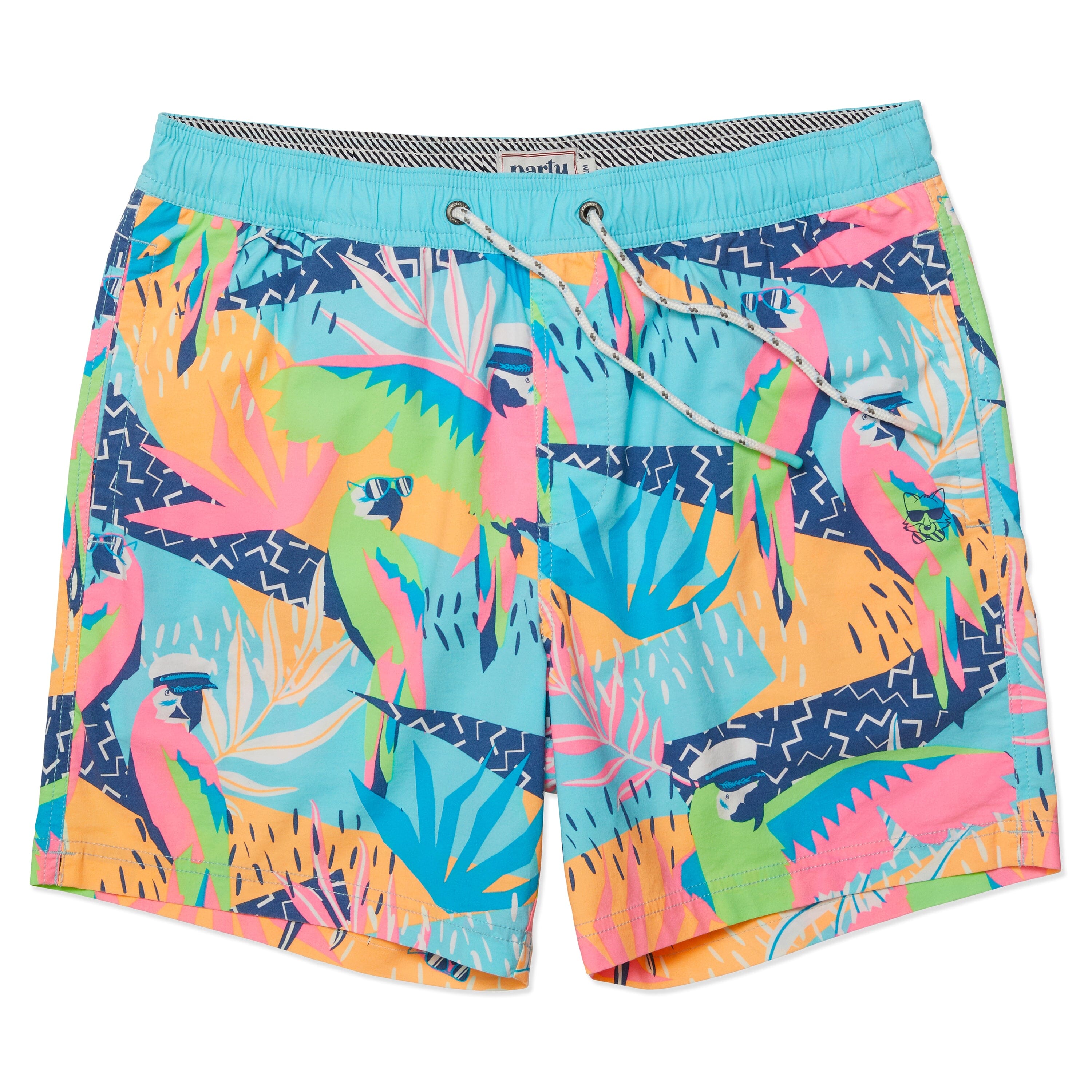 Navy Blue - Floral Bro Party Shorts - Printed Men's Preppy Swim