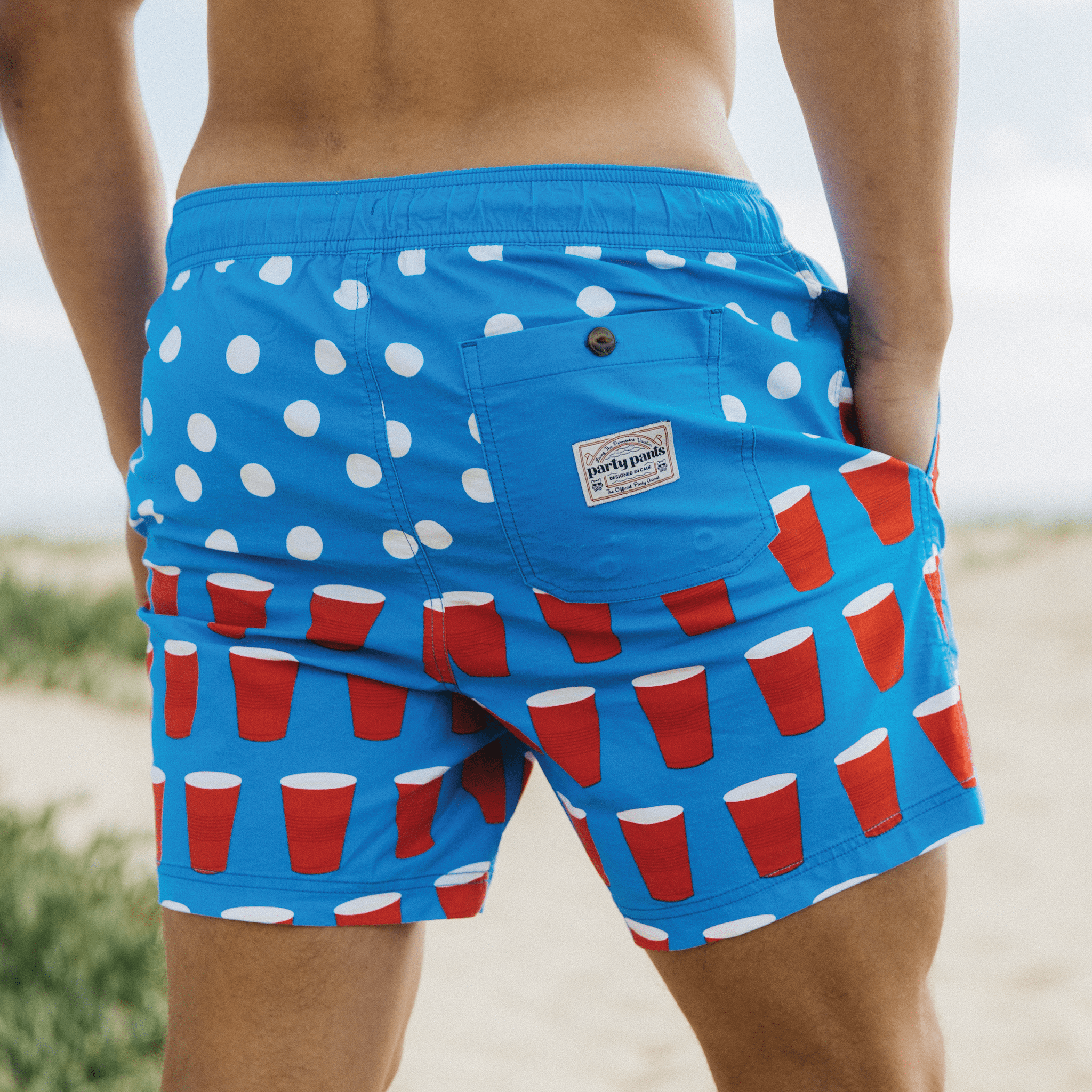 Navy Blue - Floral Bro Party Shorts - Printed Men's Preppy Swim