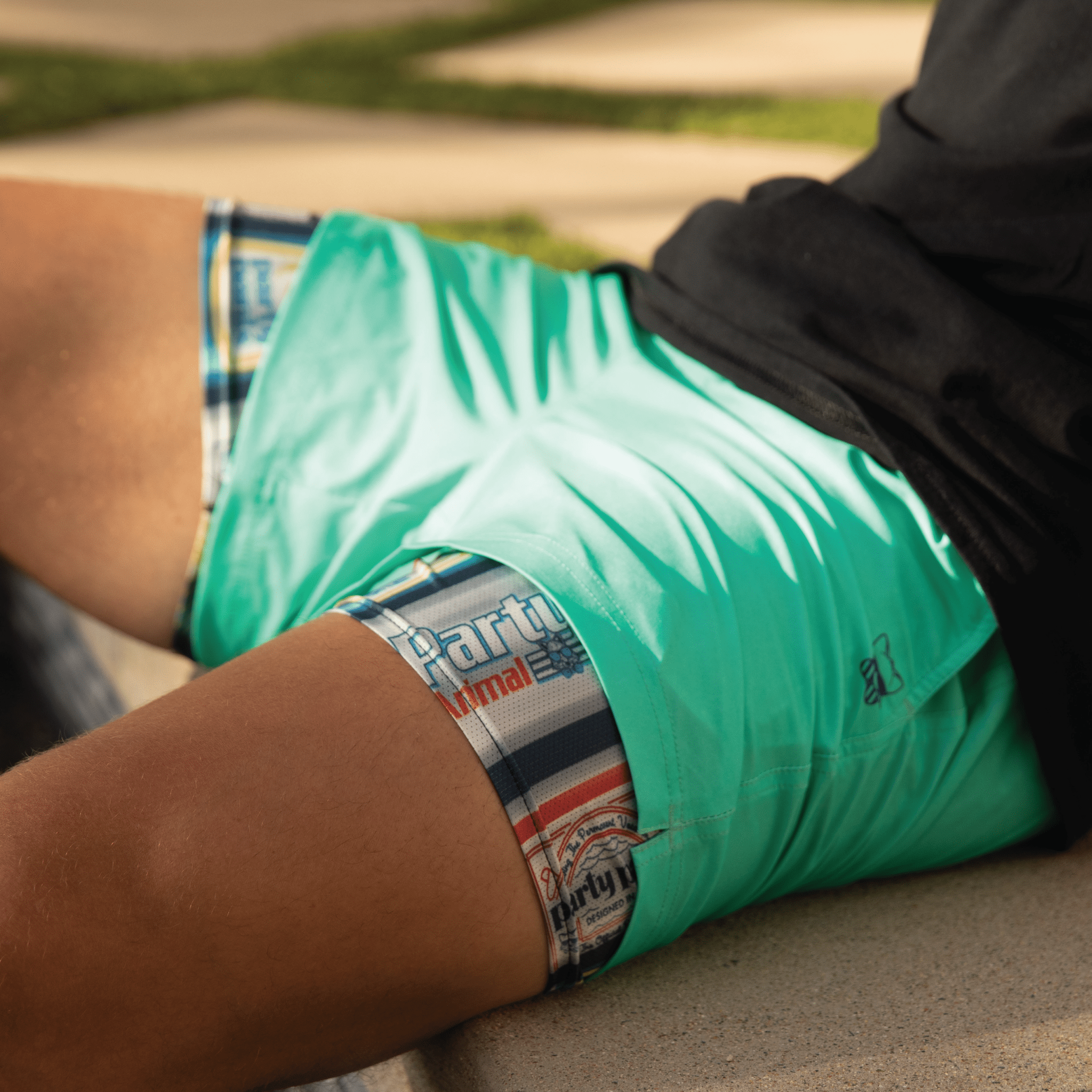 Light Blue - Men's Sport Shorts With Compression Liner - Printed