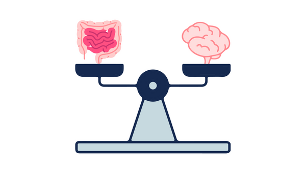 The gut-brain axis is like a scale, balancing gut health and mental health