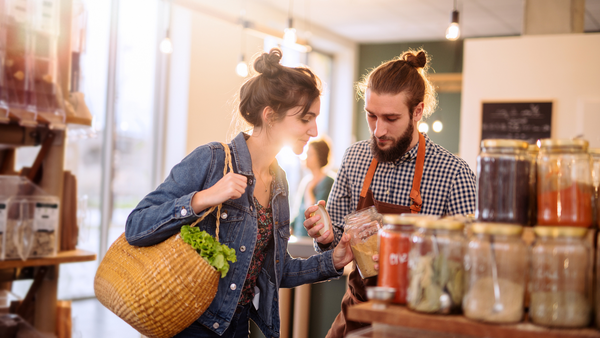 Woman shopping at a health food store