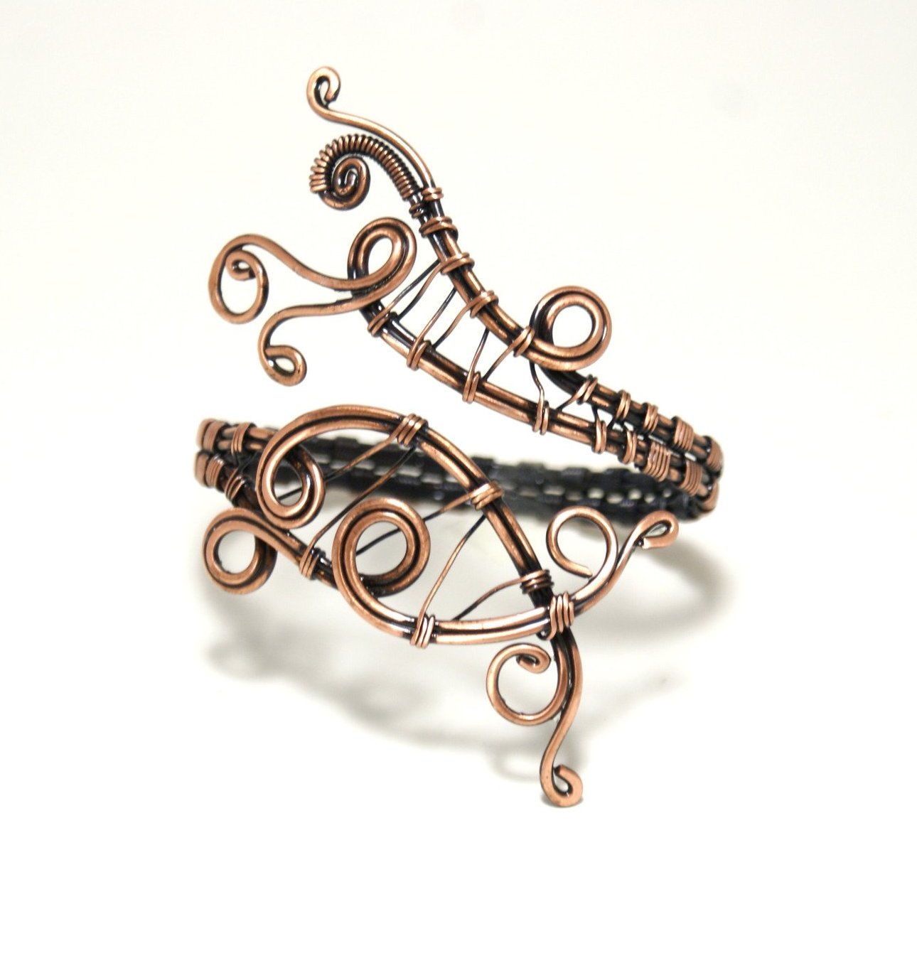 Handmade Copper Cuff Bracelet, Wire Wrapped