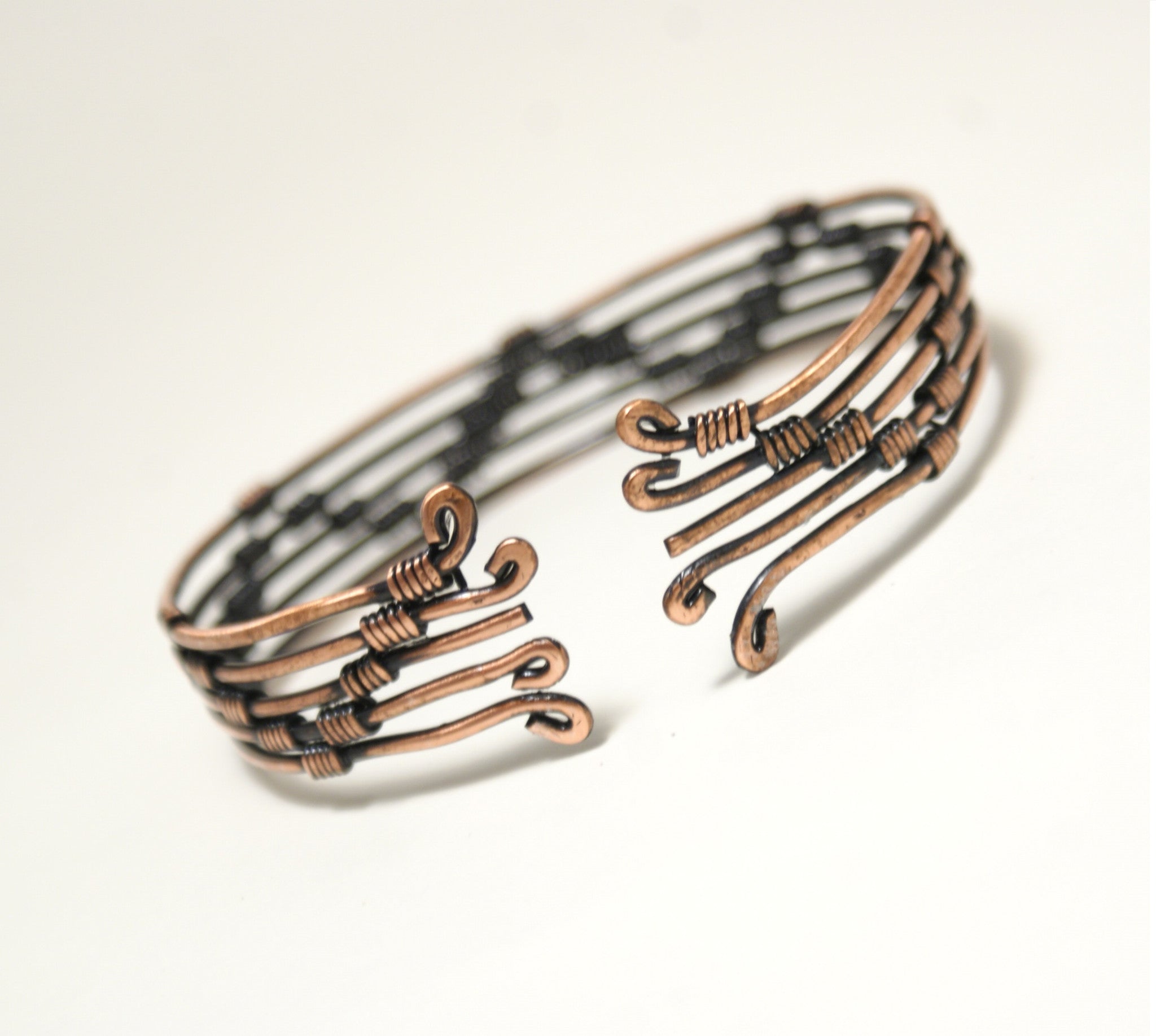 Handmade Copper Cuff Bracelet, Wire Wrap