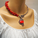 Handmade Wire Wrapped Red Necklace - Babazen