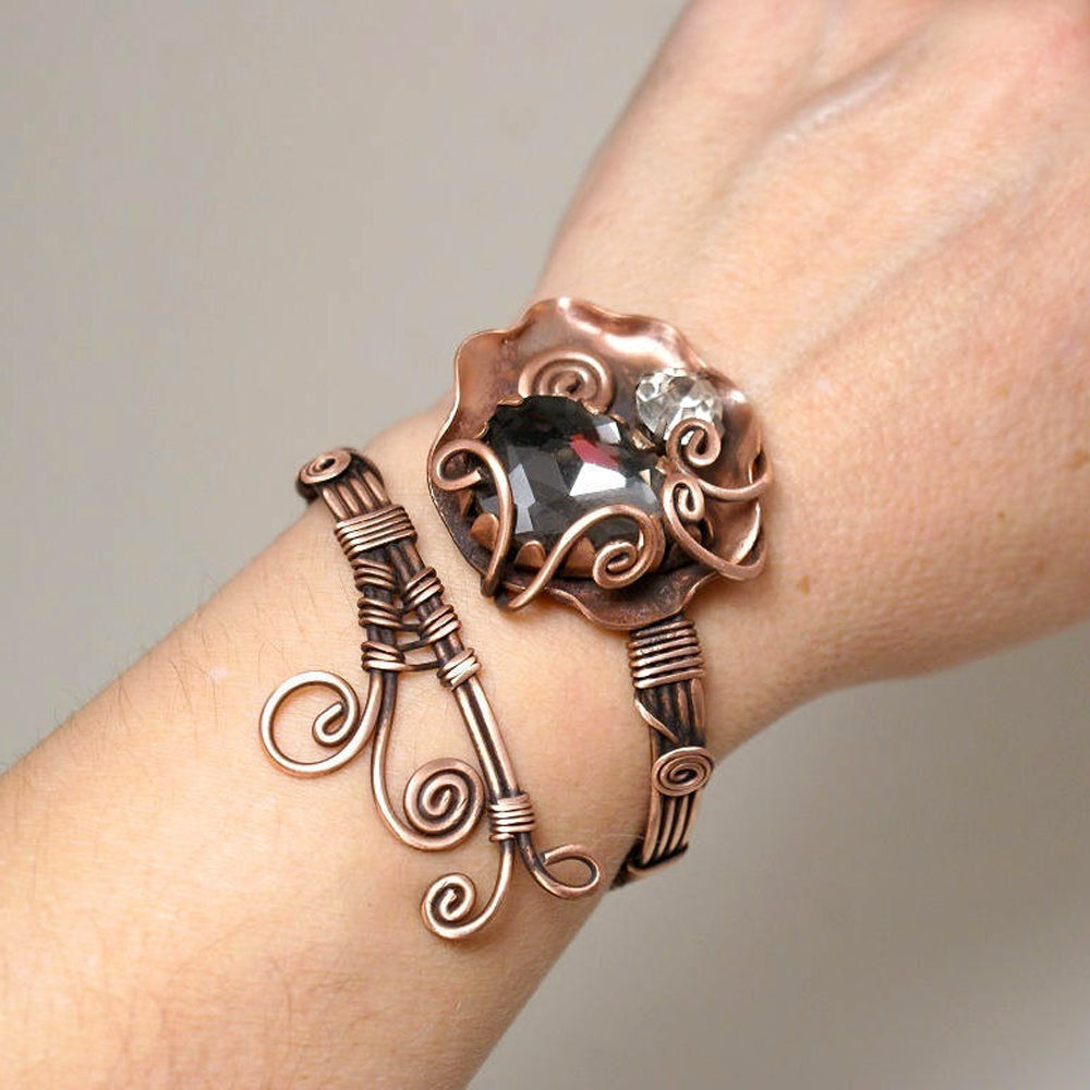 Handmade Wire Wrapped Copper Bangle Bracelet