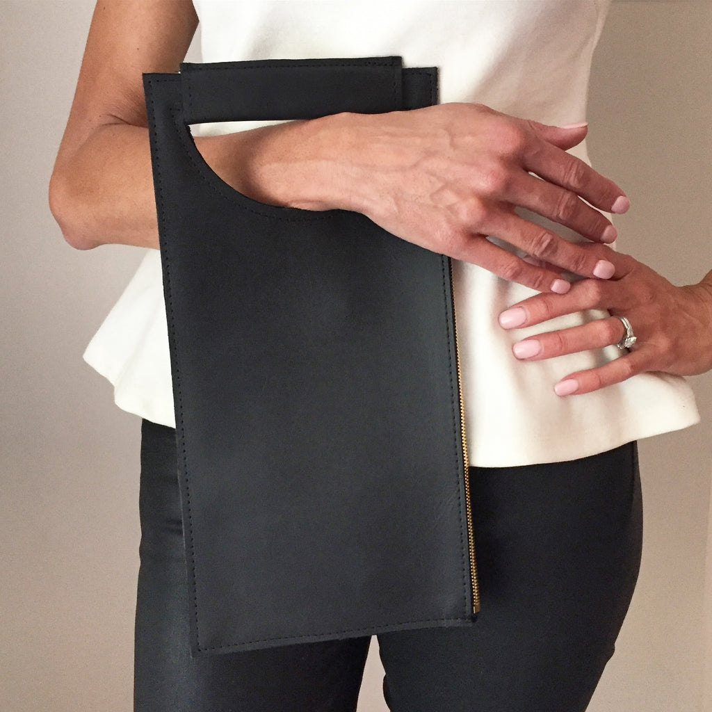 The Union Foldover Clutch: Black Perforated – Bevy Goods