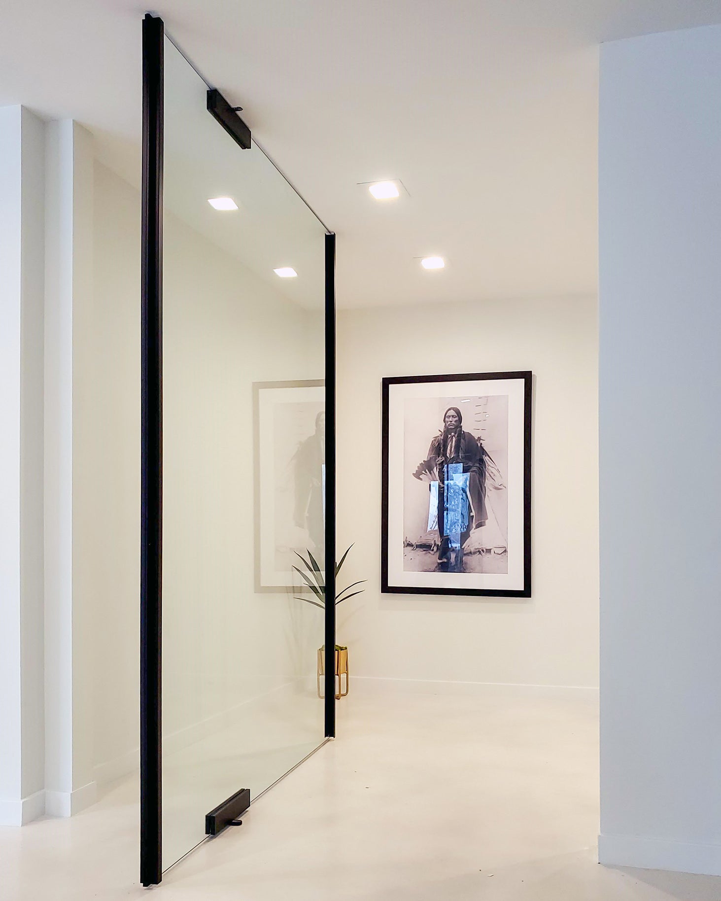 Glass pivot door