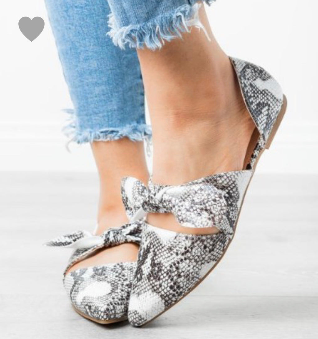 snakeskin flat shoes