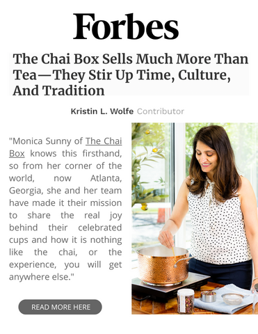 Forbes featured of The Chai Box. Discover our company’s business journey. 