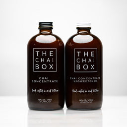 The Chai Box Chai Concentrate pack of two. Hand Crafted in small batches. Made in Atlanta, Georgia. 