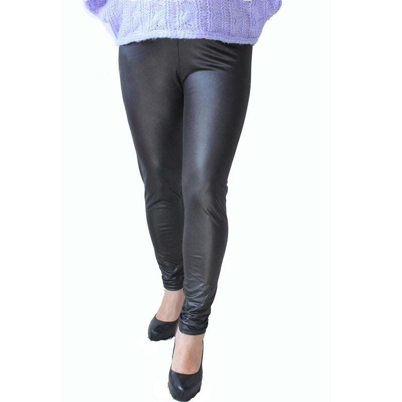 PLUS-SIZED FAUX LEATHER STRETCH LEGGINGS – WOW Shapers