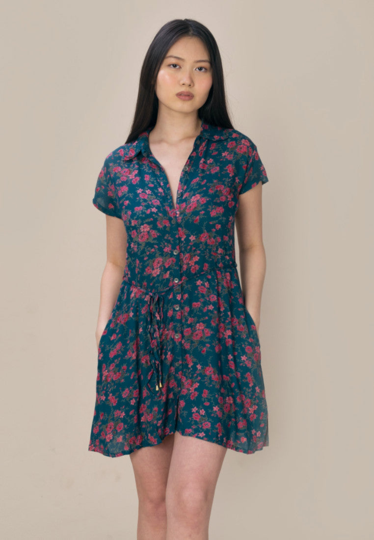 Teal Floral Shirt Dress | Shop Women's 