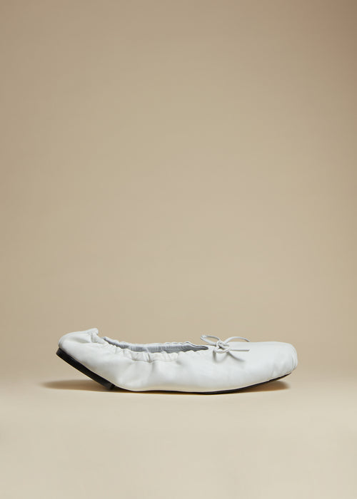 white leather ballet flats