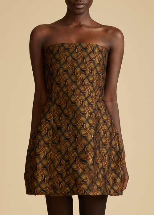 gold jacquard dress