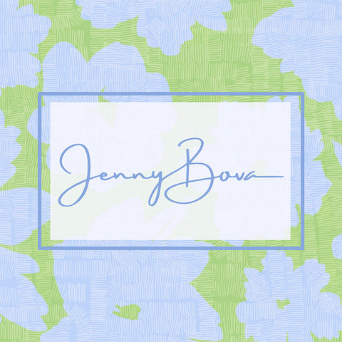 blue and green floral pattern with line-work overlay