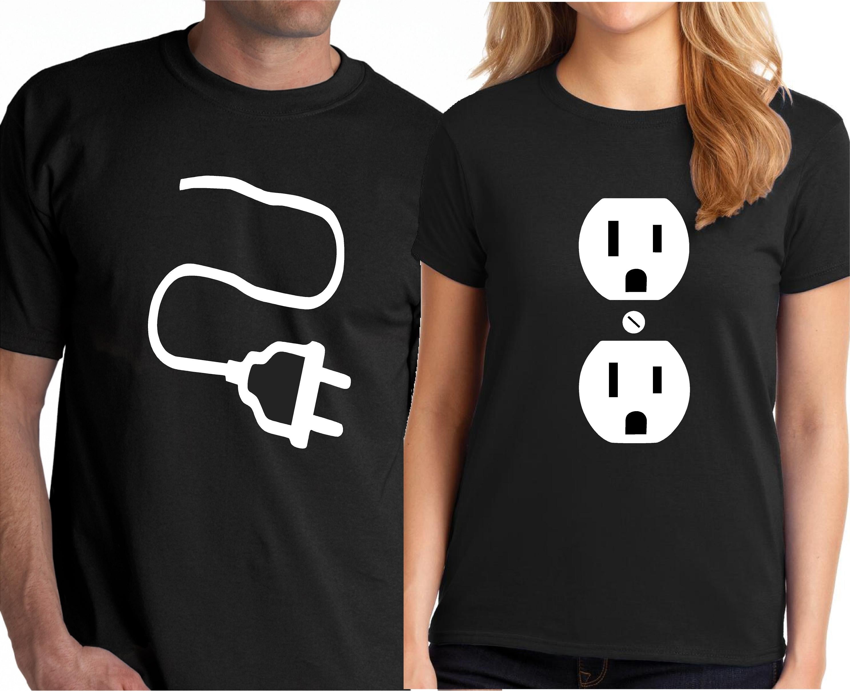 Socket & Plug Matching Couple Halloween Set Easy Costume T-Shirts