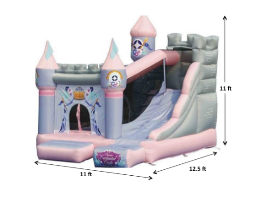castle themed bounce house for kids 13x11x11